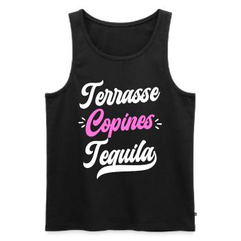Soirée Femme Terrasse Copines Tequila - Débardeur bio Premium Homme - noir - Devant - AI Model Male 178 light (178cm)