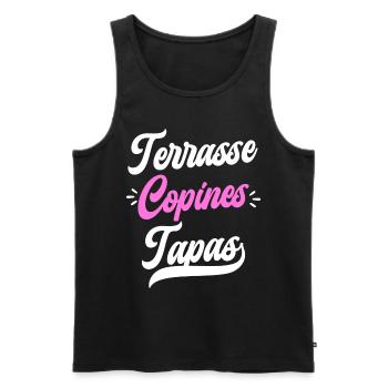 Soirée Femme Terrasse Copines Tapas - Débardeur bio Premium Homme - noir - Devant - AI Model Male 178 light (178cm)