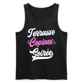 Apéro Amie Femme Terrasse Copines Soirée - Débardeur bio Premium Homme - noir - Devant - AI Model Male 178 light (178cm)