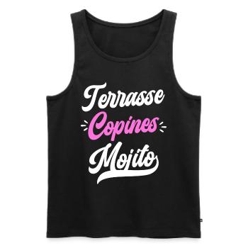 Soirée Femme Terrasse Copines Mojito - Débardeur bio Premium Homme - noir - Devant - AI Model Male 178 light (178cm)
