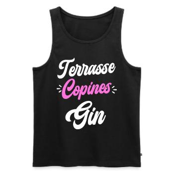 Soirée Amie Femme Terrasse Copines Gin - Débardeur bio Premium Homme - noir - Devant - AI Model Male 178 light (178cm)