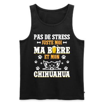 Humour Apéro Bière Papa Chien Chihuahua - Débardeur bio Premium Homme - noir - Devant - Michal (187cm)