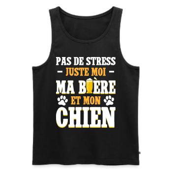 Père Humour Apéro Bière Papa Chien - Débardeur bio Premium Homme - noir - Devant - Michal (187cm)