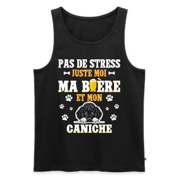 Humour Apéro Bière Papa Chien Caniche - Débardeur bio Premium Homme - noir - Devant - Michal (187cm)