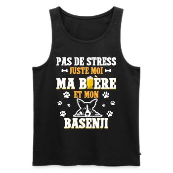 Humour Apéro Bière Papa Chien Basenji - Débardeur bio Premium Homme - noir - Devant - Michal (187cm)