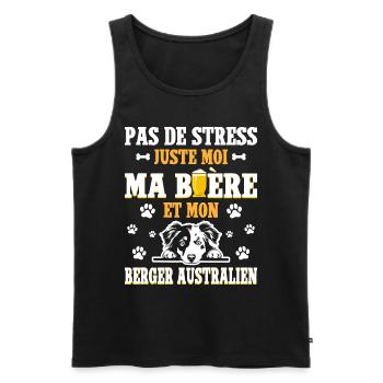Bière Papa Chien Berger Australien - Débardeur bio Premium Homme - noir - Devant - Michal (187cm)