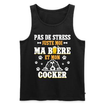 Humour Apéro Bière Papa Chien Cocker - Débardeur bio Premium Homme - noir - Devant - Michal (187cm)