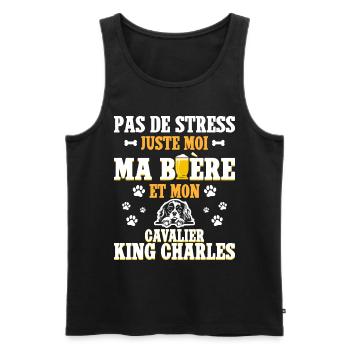 Bière Papa Chien Cavalier King Charles - Débardeur bio Premium Homme - noir - Devant - Michal (187cm)