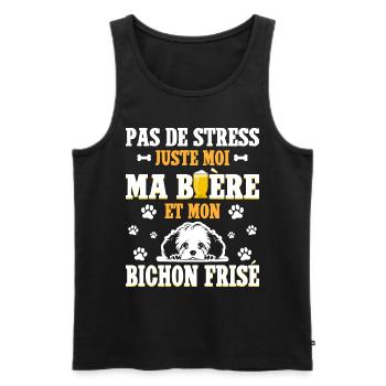 Humour Bière Papa Chien Bichon Frisé - Débardeur bio Premium Homme - noir - Devant - Michal (187cm)