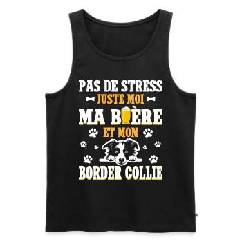 Humour Bière Papa Chien Border Collie - Débardeur bio Premium Homme - noir - Devant - Michal (187cm)