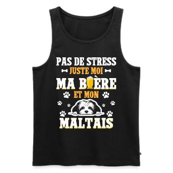 Humour Apéro Bière Papa Chien Maltais - Débardeur bio Premium Homme - noir - Devant - Michal (187cm)
