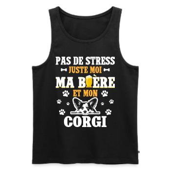 Humour Apéro Bière Papa Chien Corgi - Débardeur bio Premium Homme - noir - Devant - Michal (187cm)
