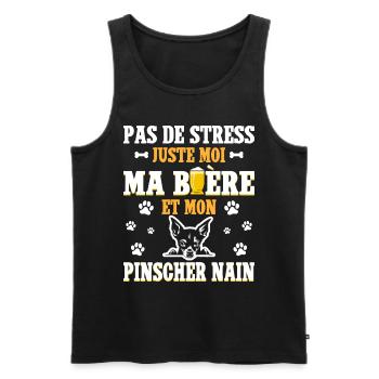 Humour Bière Papa Chien Pinscher Nain - Débardeur bio Premium Homme - noir - Devant - AI Model Male 178 light (178cm)