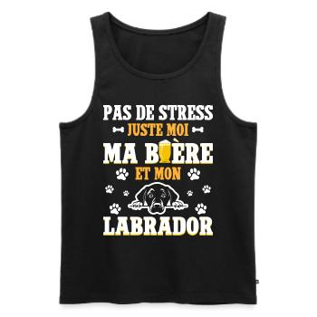 Humour Apéro Bière Papa Chien Labrador - Débardeur bio Premium Homme - noir - Devant - Michal (187cm)