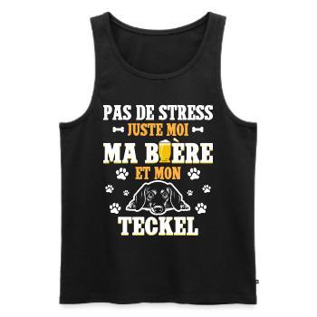 Humour Apéro Bière Papa Chien Teckel - Débardeur bio Premium Homme - noir - Devant - Michal (187cm)