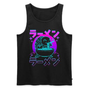 Rétro Kawaii Ramen Tortue De Mer - Débardeur bio Premium Homme - noir - Devant - Michal (187cm)