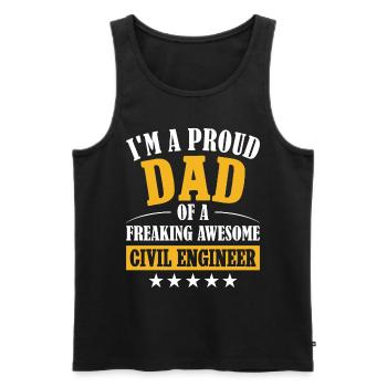 Humour Père Papa Ingénieur Génie Civil - Débardeur bio Premium Homme - noir - Devant - AI Model Male 178 light (178cm)