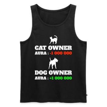 Points Aura Humour Meme Aura Chien - Débardeur bio Premium Homme - noir - Devant - AI Model Male 178 light (178cm)
