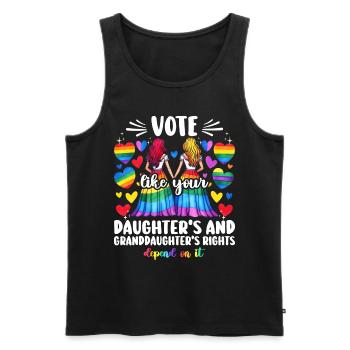 Vote Comme Ta Fille Et Petite Fille Féministe - Débardeur bio Premium Homme - noir - Devant - Michal (187cm)