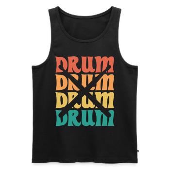 Batterie Vintage Musicien Batteur - Débardeur bio Premium Homme - noir - Devant - Michal (187cm)