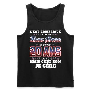 Humour Homme 20 ans Fête Anniversaire - Débardeur bio Premium Homme - noir - Devant - Michal (187cm)