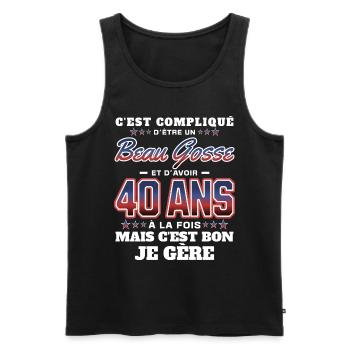 Humour Homme 40 ans Fête Anniversaire - Débardeur bio Premium Homme - noir - Devant - Michal (187cm)