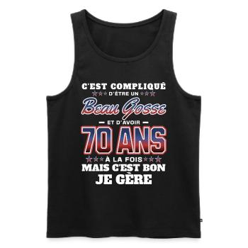 Humour Homme 70 ans Fête Anniversaire - Débardeur bio Premium Homme - noir - Devant - Michal (187cm)