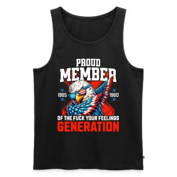 Eagle USA Humor Generation X - Men's Premium Organic Tank Top - black - Front - AI Model Male 178 light (178cm)