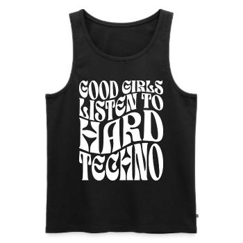 Mädchen hören Hard Techno EDM - Männer Premium Bio Tank Top - Schwarz - Vorne - AI Model Male 178 light (178cm)