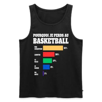 Maillot Humour Joueur Basketball - Débardeur bio Premium Homme - noir - Devant - AI Model Male 178 light (178cm)