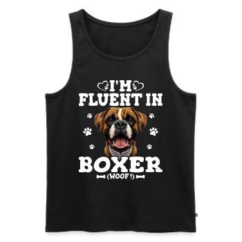 Parler Le Boxer Humour Chien Boxer - Débardeur bio Premium Homme - noir - Devant - AI Model Male 178 light (178cm)
