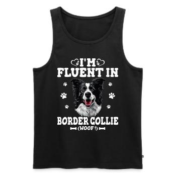 Parler Border Collie Humour Chien Border Collie - Débardeur bio Premium Homme - noir - Devant - AI Model Male 178 light (178cm)