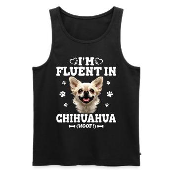 Parler Le Chihuahua Humour Chien Chihuahua - Débardeur bio Premium Homme - noir - Devant - AI Model Male 178 light (178cm)