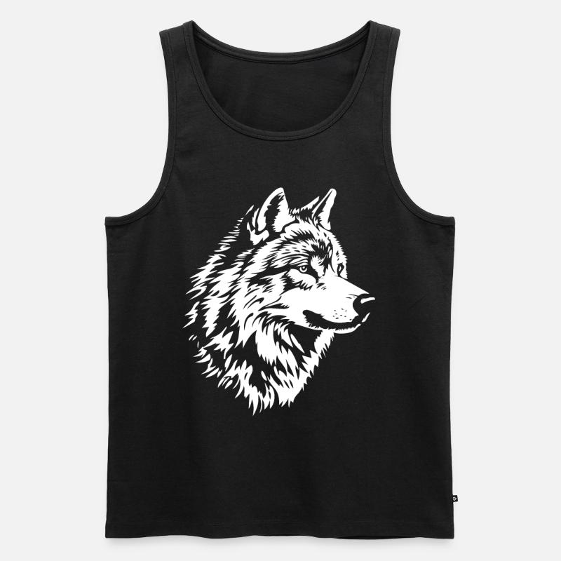 Wolf Face - Men's Premium Organic Tank Top - black