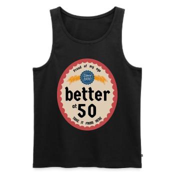 Better at 50 - Men's Premium Organic Tank Top - black - Front - AI Model Male 178 light (178cm)