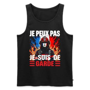 Je Peux Pas Je Suis De Garde Pompiers Cadeau Drôle - Débardeur bio Premium Homme - noir - Devant - Michal (187cm)