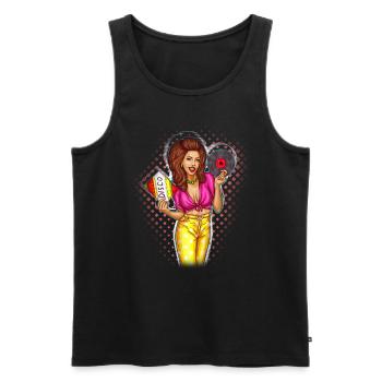 Pin up fille. Musique. idée cadeau - Débardeur bio Premium Homme - noir - Devant - Michal (187cm)