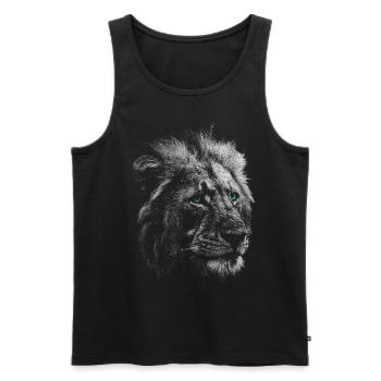 Tête de lion - Débardeur bio Premium Homme - noir - Devant - Michal (187cm)
