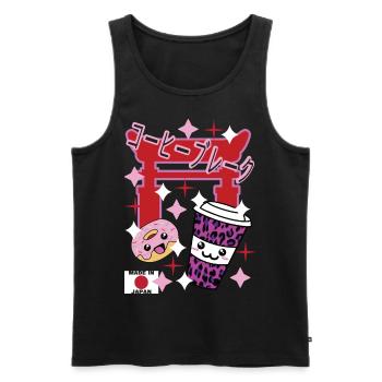 Kaffepause Kawaii Japan - Männer Premium Bio Tank Top - Schwarz - Vorne - Michal (187cm)