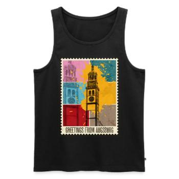 Augsburg Germany City Skyline Postage Stamp Colorful - Men's Premium Organic Tank Top - black - Front - Michal (187cm)