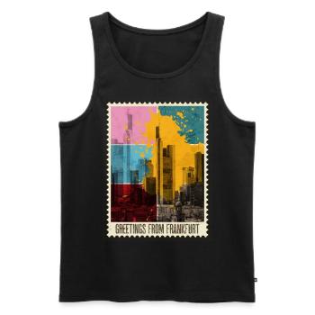 Francfort Allemagne City Skyline Stamp - Débardeur bio Premium Homme - noir - Devant - Michal (187cm)