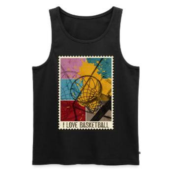 Basketball Basketballer Korb Sport Briefmarke - Männer Premium Bio Tank Top - Schwarz - Vorne - Michal (187cm)