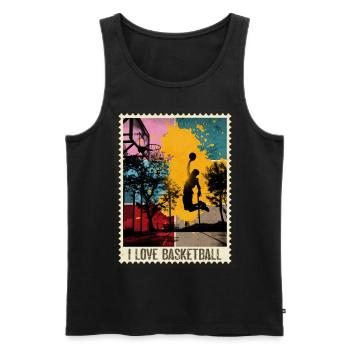 Basketball Basketball Sport Stamp Coloré - Débardeur bio Premium Homme - noir - Devant - Michal (187cm)