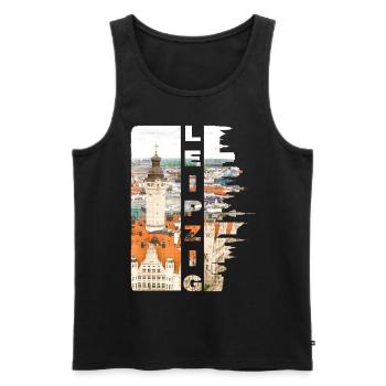 Leipzig Germany City Skyline Home Love - Men's Premium Organic Tank Top - black - Front - Michal (187cm)