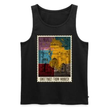 Munich Germany City Skyline Stamp - Men's Premium Organic Tank Top - black - Front - Michal (187cm)