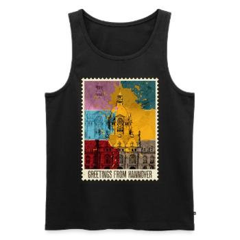 Hannover Germany City Skyline Stamp - Men's Premium Organic Tank Top - black - Front - Michal (187cm)
