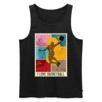 Basketball Basketball Sport Stamp Coloré - Débardeur bio Premium Homme - noir - Devant - Michal (187cm)