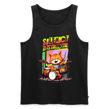 Drums Drums Silence Destroyer Cat Funny - Débardeur bio Premium Homme - noir - Devant - Michal (187cm)