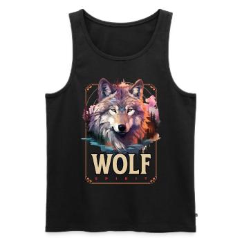Loup tête de loup Nature nature sauvage aventure forêt Art - Débardeur bio Premium Homme - noir - Devant - Michal (187cm)