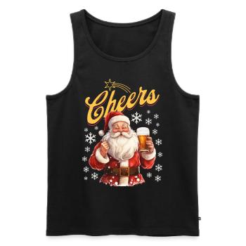 Weihnachtsmann Bier Glühwein Schnaps Alkohol Prost - Männer Premium Bio Tank Top - Schwarz - Vorne - Michal (187cm)